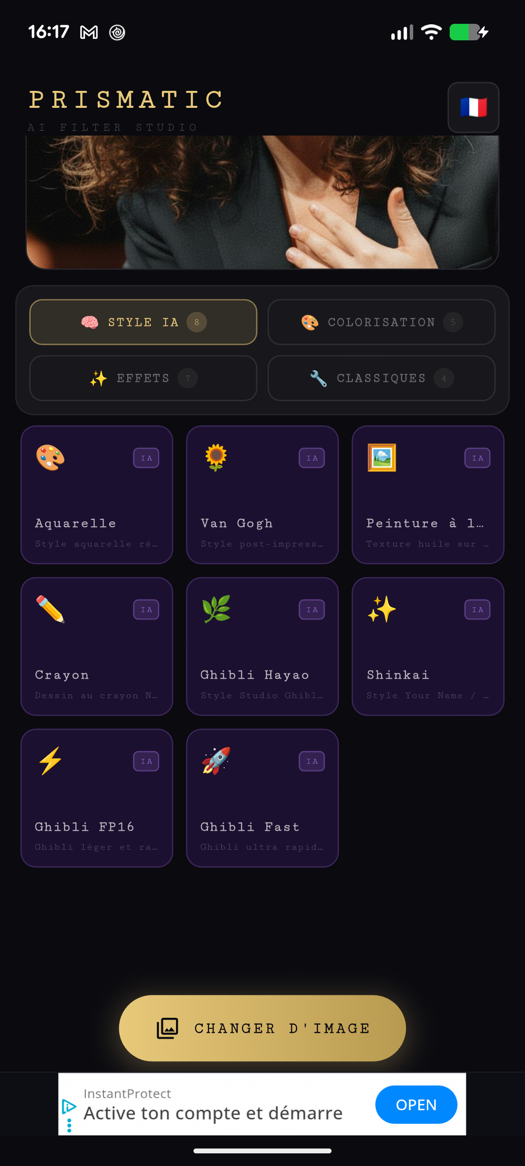 Prismatic filter selection
